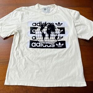 Adidas Originals Men's Cream/White/Black Graphic Globe Tee